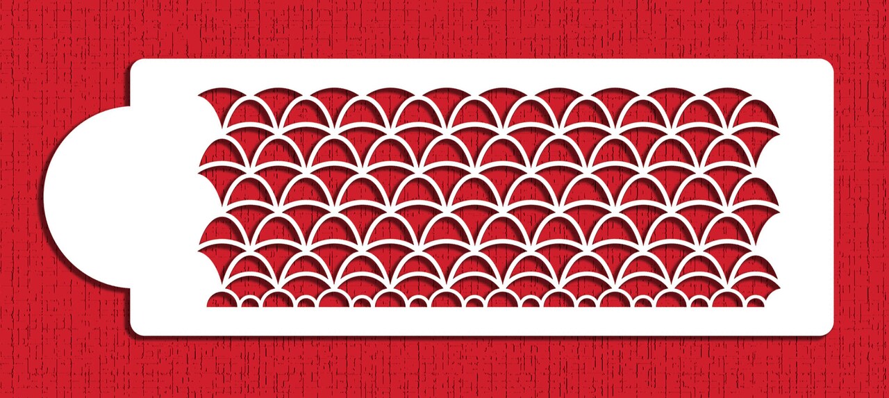 Art Deco Cake Stencil Side | C497 by Designer Stencils | Cake Decorating Tools | Baking Stencils for Royal Icing, Airbrush, Dusting Powder | Reusable Plastic Food Grade Stencil for Cakes | Easy to Use & Clean Cake Stencil